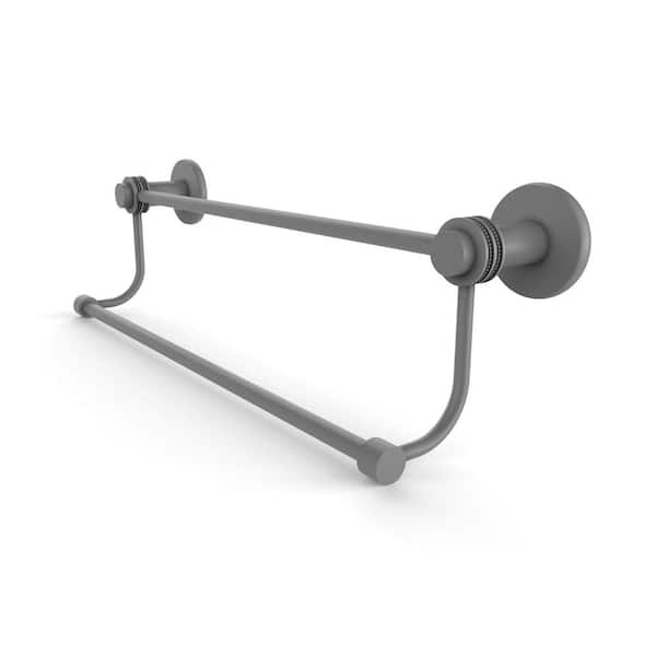 Allied Brass Mercury Collection 24 in. Wall Mounted Double Towel Bar in Matte Gray with Dotted Accents