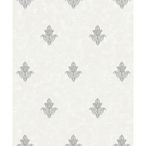 Emporium Collection Cream and Silver Mehndi Motif Embossed Metallic Finish Non-Pasted Non-Woven Paper Wallpaper Roll