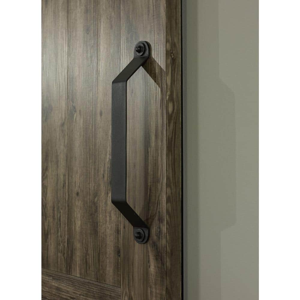 Millbrooke Weathered Gray PVC Vinyl Sliding Barn Door with Black Hardware Kit
