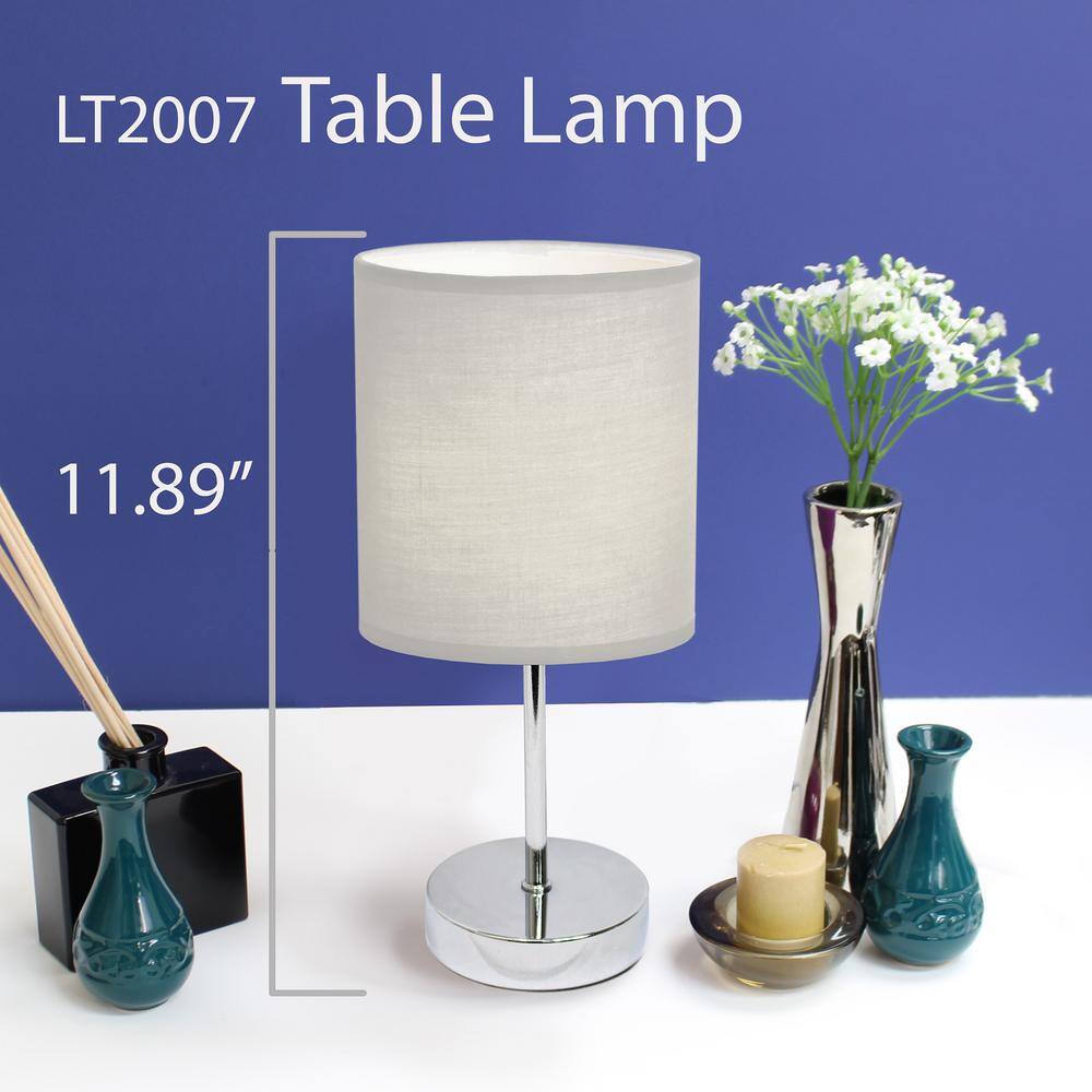 Mini Chrome Table Lamp with White Fabric Shade