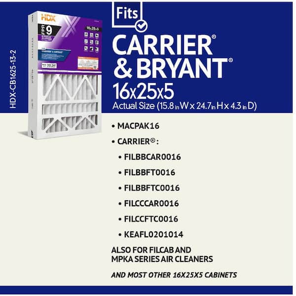 16 in. x 25 in. x 5 in. Carrier Replacement Pleated Air Filter FPR 9, MERV 13