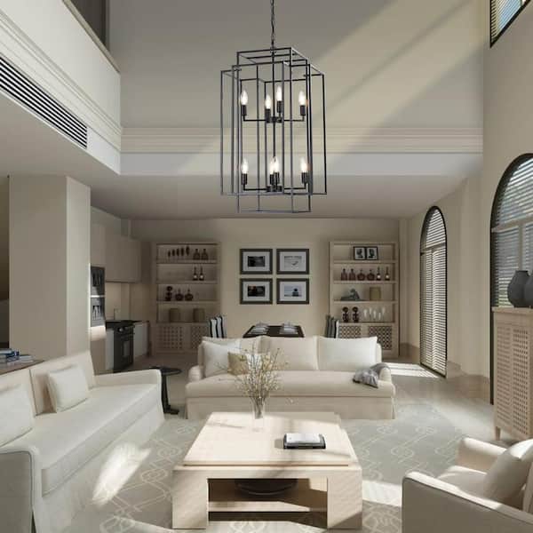 Sunpez 18 in. W 8-Lights Industrial Farmhouse Tiered Chandelier