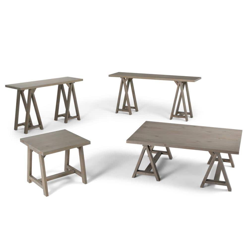 Distressed Gray 50" Wood Rectangular Console Table