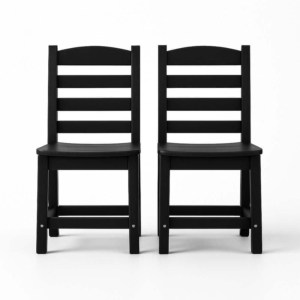 2-Piece HDPE Plastic Armless Chair Outdoor Lounge Chair in Black price history on PriceWatchPro