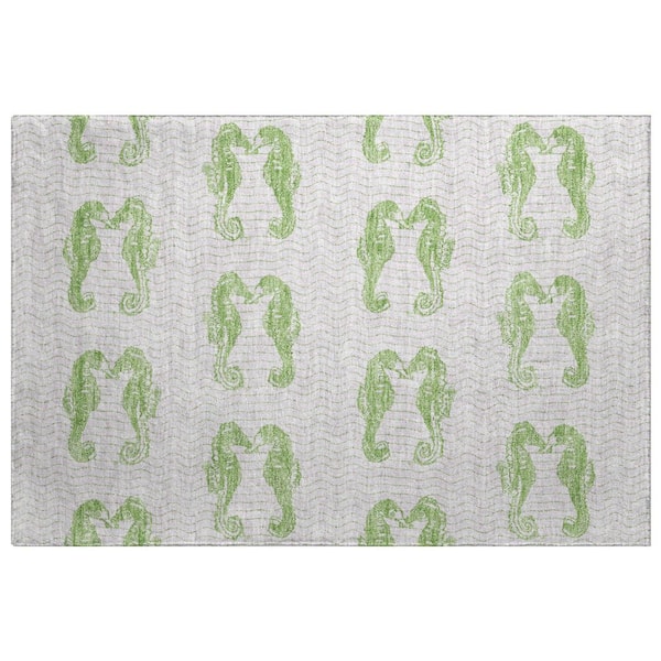 Dream Shag Premium Machine Washable Abstract ADS194 Green 3 ft. x 4 ft. Area Rug