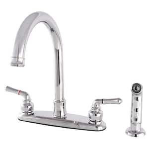 Naples 2-Handle Deck Mount Centerset Kitchen Faucets with Side Sprayer in Polished Chrome