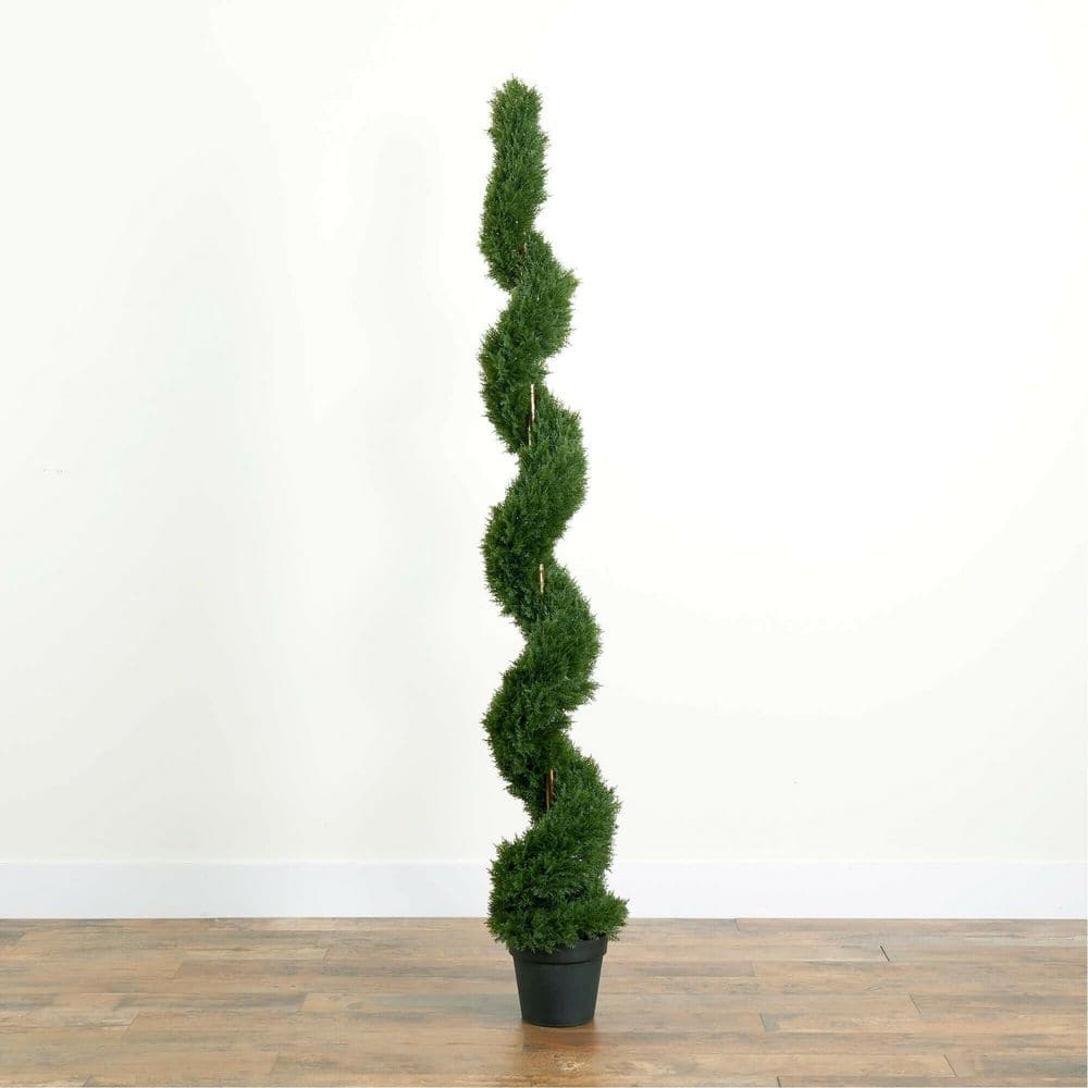 Majestic Spiral Cedar Silk Topiary in Pot - 44" Outdoor