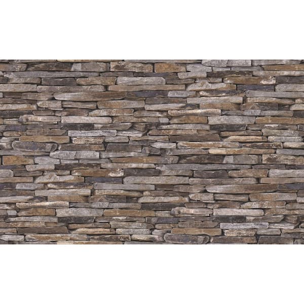 Unbranded Bricks and More Collection Brown Rocky Retreat Brick Matte Finish Vinyl on Non-Woven Non-Pasted  Wallpaper Sample