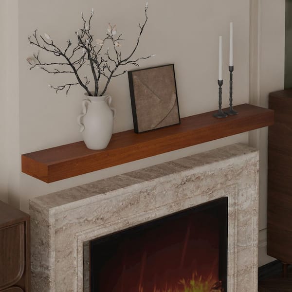 Natural Series 48in W x 6. 7in D Honey Oak Natural Wood Floating Decorative Wall Shelf