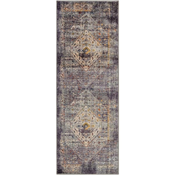 Livabliss Jefforson Charcoal Traditional 3 ft. x 7 ft. Indoor Runner Rug