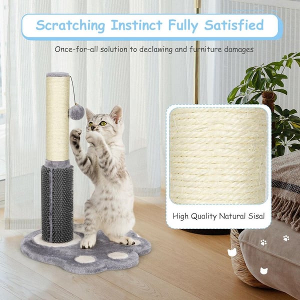 ANGELES HOME 20.5 in. Tall Cat Scratching Post with Sisal Rope and Plush Ball M74 8PS58HS The Home Depot