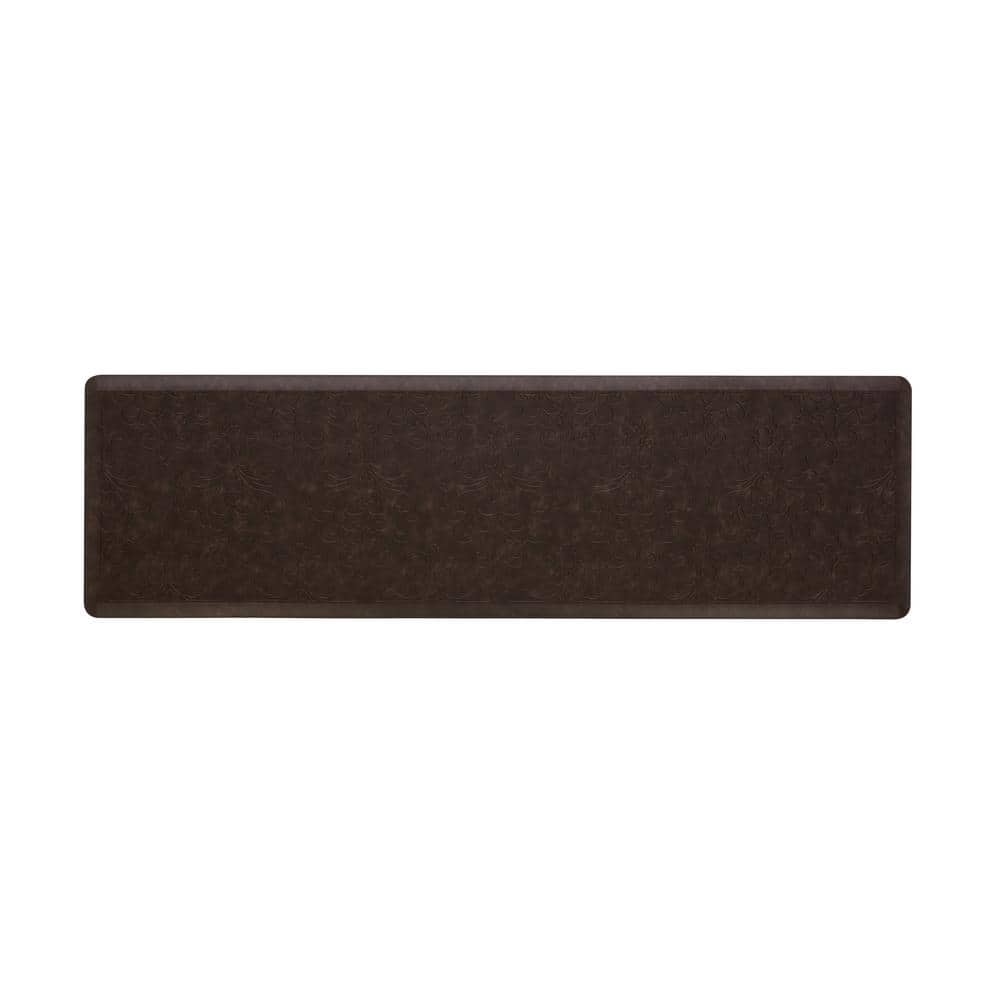 Brown Faux Leather Anti-Fatigue Kitchen Mat 17.5" x 60"
