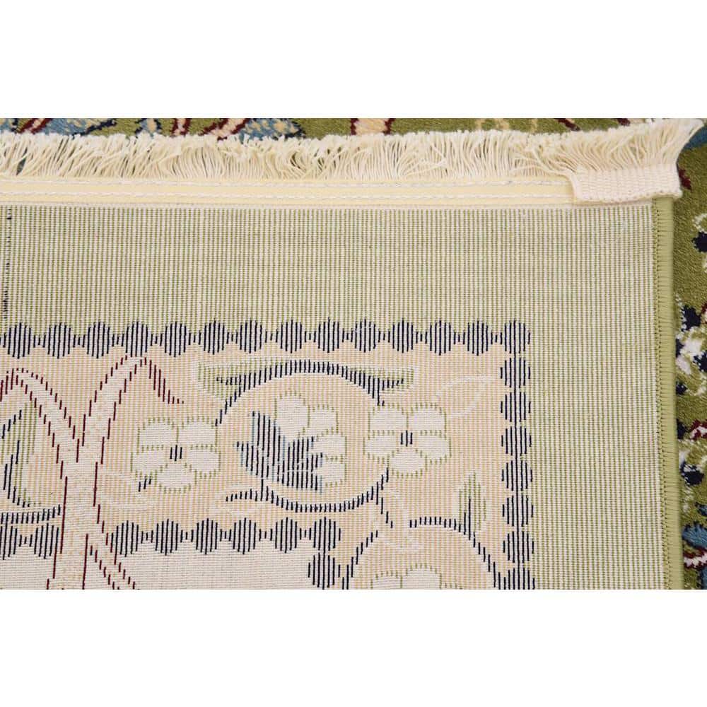 Green and Ivory Rectangular Floral Synthetic Area Rug 10' x 13'
