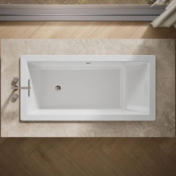 KOHLER Underscore 66 in. x 32 in. Rectangular Soaking Bathtub with
