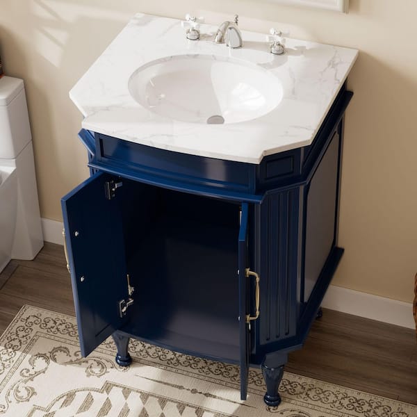 Reviews for JEAREY 24 in. Navy Wood Single Sink Freestanding
