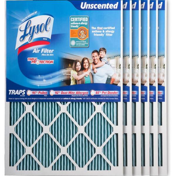Lysol 20  x 25  x 1  Certified Asthma and Allergy Triple Protection Air Filter (6-Pack)