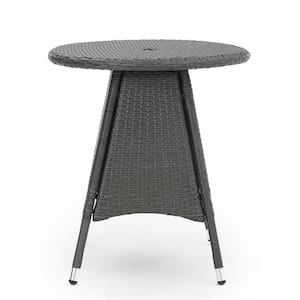 Corsica 28.35 in. Grey Round Metal Outdoor Bistro Table