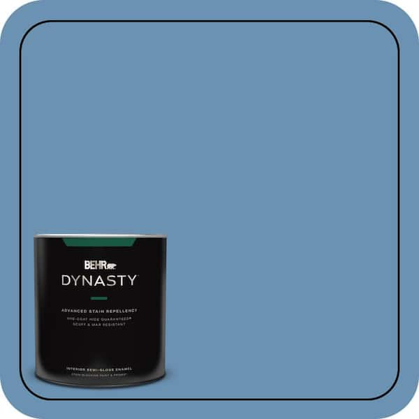 1 qt. #M510-4 Brittany Blue One-Coat Hide Semi-Gloss Enamel Interior Stain-Blocking Paint and Primer