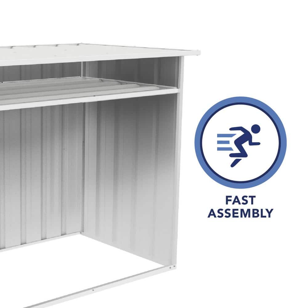 Surfmist White Metal Storage Shed with Shelving