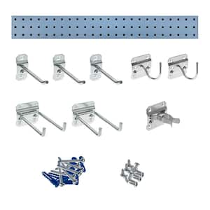Silver Garden Pegboard Kit with (1) 36 in. x 4.5 in. Steel Square Hole Pegboard and 8-Piece LocHook Assortment