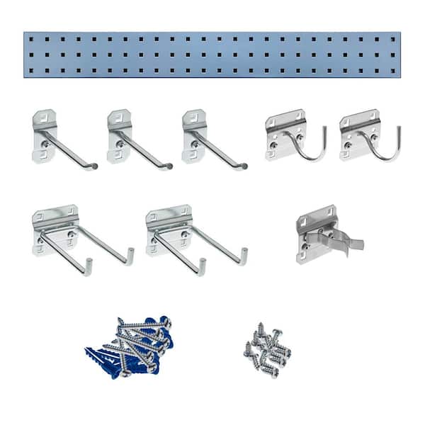 Triton Products Silver Garden Pegboard Kit with (1) 36 in. x 4.5 in. Steel Square Hole Pegboard and 8-Piece LocHook Assortment