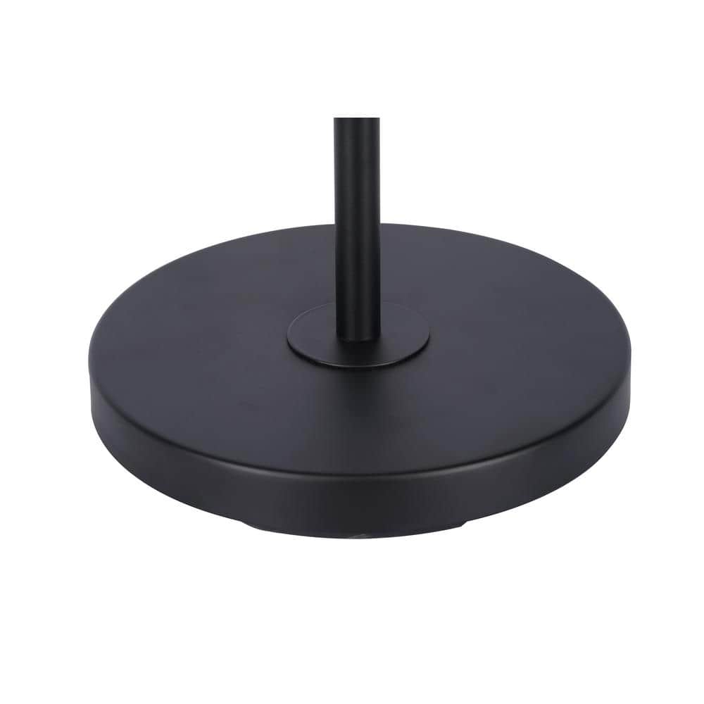 Black Metal Swing Arm Floor Lamp with White Linen Shade