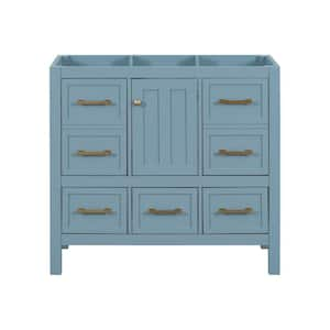 36 in. Bath Vanity Cabinet without Top in Blue Unassembled