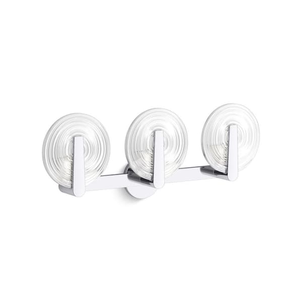 KOHLER Hint 3-Light Polished Chrome Swirl Glass Wall Sconce