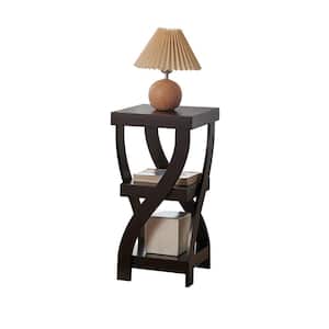 SignatureHome Lionel 12 in. W Espresso Finish Square Top Wood End Table With 2 lower shelves. Dimension (12Lx12Wx23H)