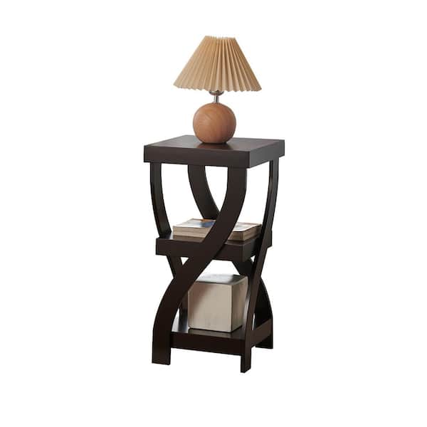 Signature Home SignatureHome Lionel 12 in. W Espresso Finish Square Top Wood End Table With 2 lower shelves. Dimension (12Lx12Wx23H)