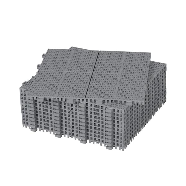 Amucolo 12 in. x 12 in. Waterproof Composite Interlocking Deck Tiles in Gray for Bathroom Shower Balcony Porch (Set of 12 Tiles)