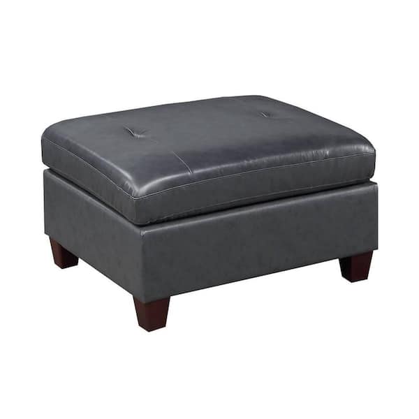 Benjara Hina Black Faux Leather Upholstered Rectangle Accent Medium (22 in. to 44 in. ) Ottoman