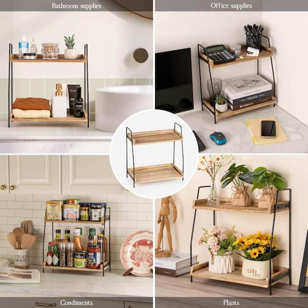 LAIFUCAM Drawer Organizer Brown Wooden Coffee Station Organizer