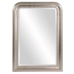 Medium Arch Bright Silver Beveled Glass Contemporary Mirror (30.5 in. H x 42 in. W)