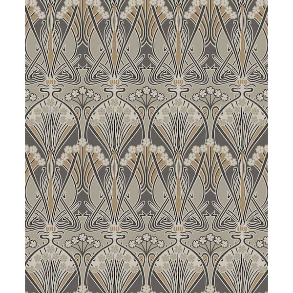 Seabrook Designs Metallic Bronze and Smoke Dragonfly Damask Unpasted Nonwoven Paper Wallpaper Roll 57.5 sq. ft.