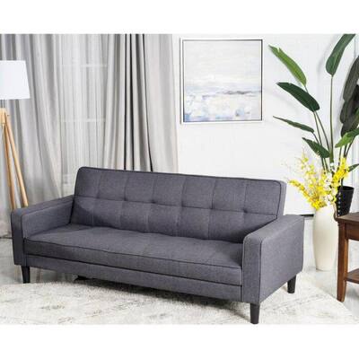 73 in. Gray Fabric 3-Seats Sectional Sofa Bed with Storage Function for Small Space Living Room Bedroom