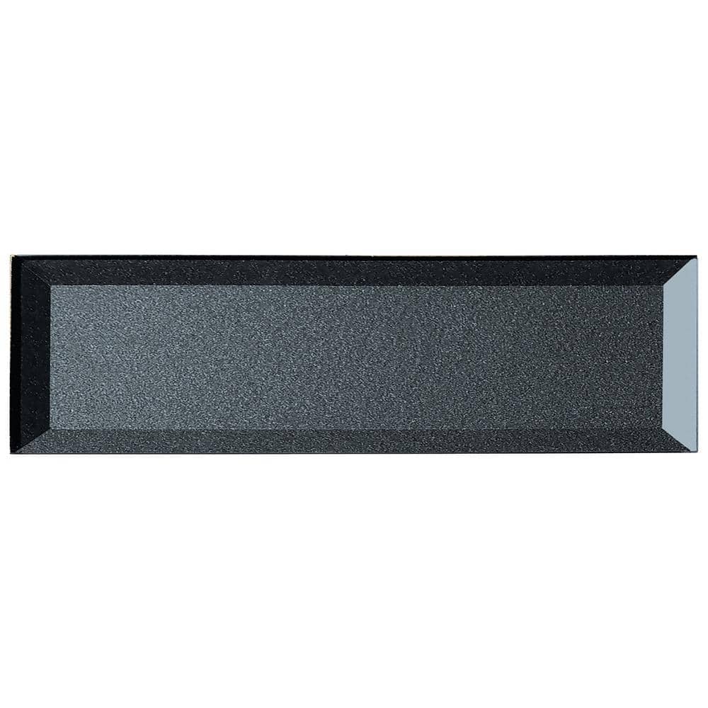 Secret Gray 4x16 Glossy Beveled Glass Subway Wall Tile