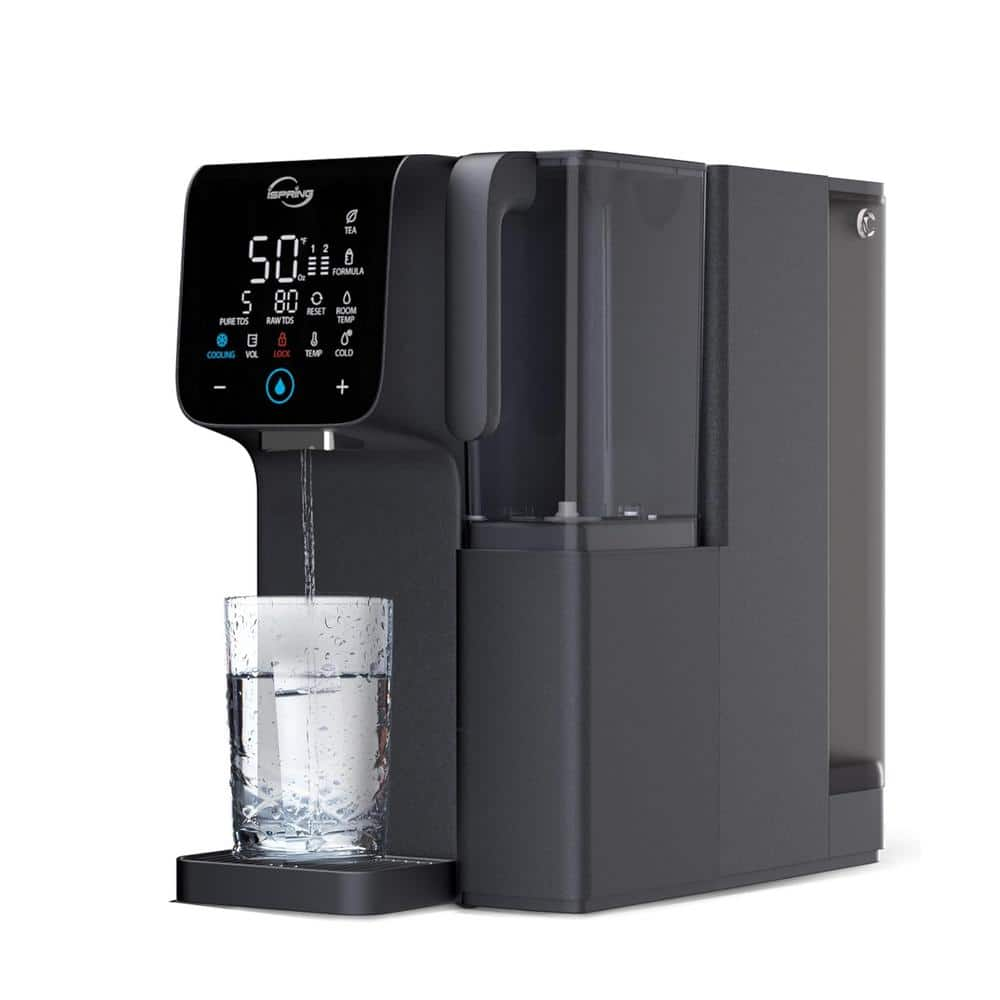 ISPRING Hot & Cold Reverse Osmosis System Countertop Water Dispenser, Alkaline, TDS & Filter Lifespan Monitor, Plug and Play