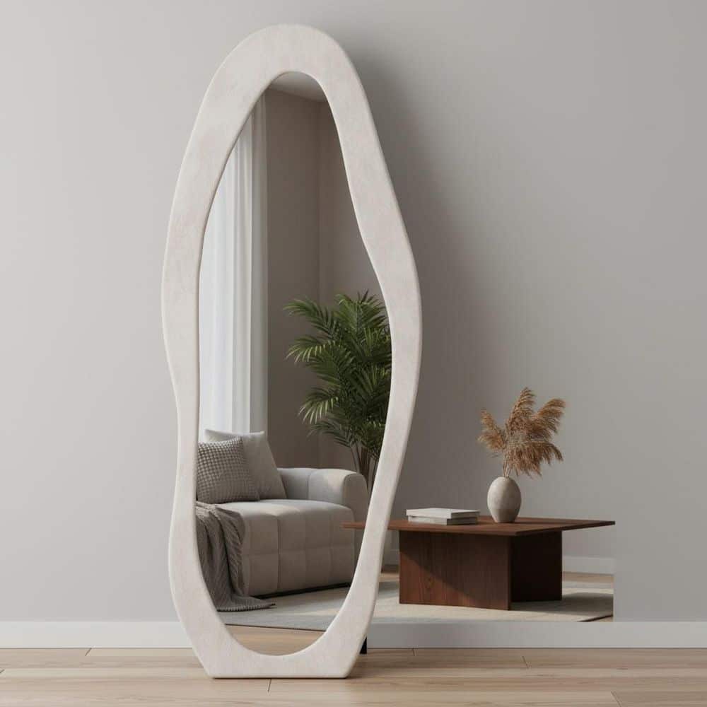 Lycvki White 23.62 in. W x 62.99 in. H Irregular Metal Full Length