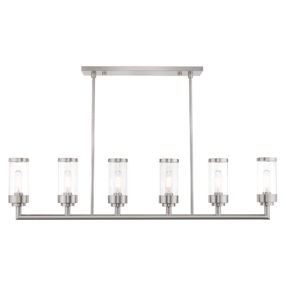 Cavanaugh 6-Light Brushed Nickel Linear Chandelier price history on PriceWatchPro