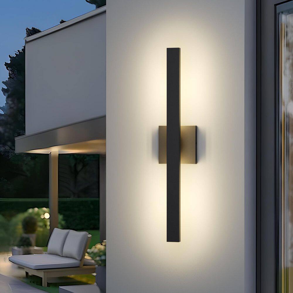 23.6 in. Black Modern Linear LED Outdoor Wall Lantern Sconce with Frosted Glass Shade price history on PriceWatchPro