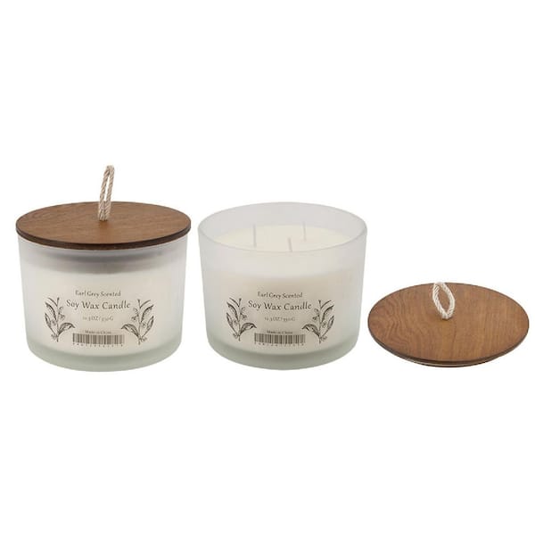 A&B Home White Earl Grey Soy Single Wick Candle 2-Pack