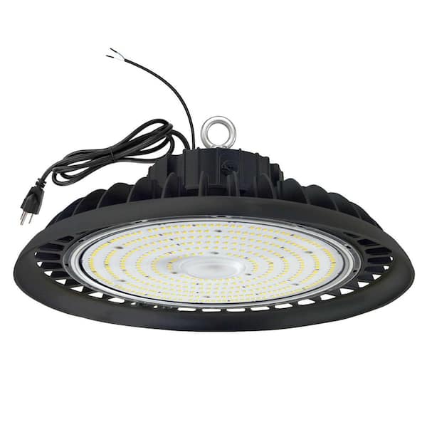 Honbei 11 in. 450-Watt Equivalent Integrated LED Dimmable Black High Bay Light, 5000K UFO Commercial Area Lighting Fixture