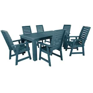 Weatherly Nantucket Blue 7-Piece Recycled Plastic Rectangular Outdoor Dining Set