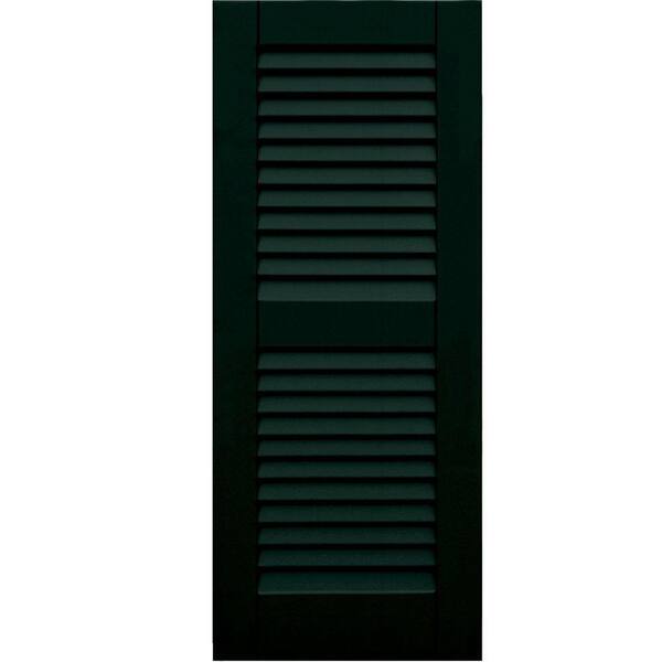 Winworks Wood Composite 15 in. x 37 in. Louvered Shutters Pair #654 Rookwood Shutter Green