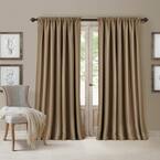 Antique Gold Faux Silk Rod Pocket Blackout Curtain - 52 in. W x 84 in. L