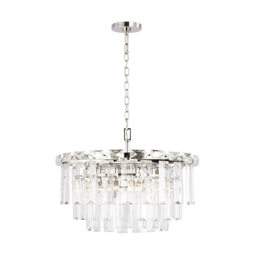 Elegant Arden Polished Nickel & Crystal 24" Tiered Chandelier