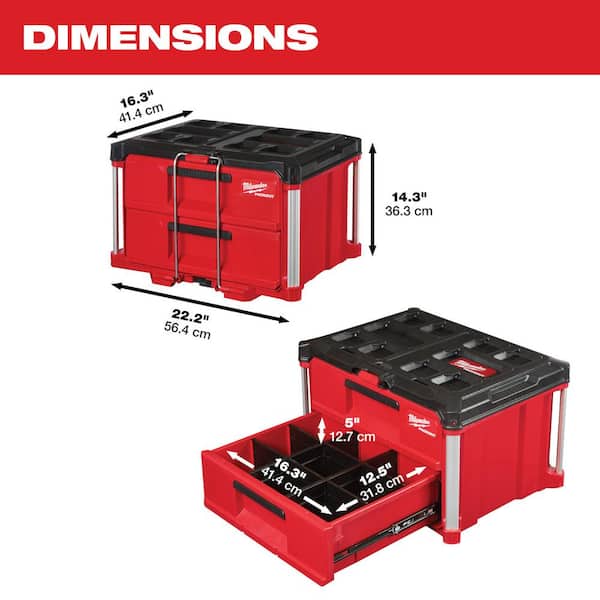 Milwaukee - PACKOUT 22 in. 2-Drawer Tool Box with Metal Reinforced Corners