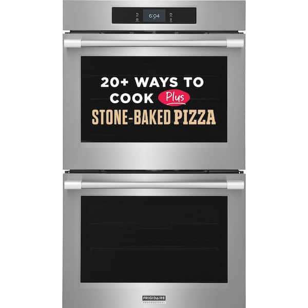 Professional 30 in. Double Electric Wall Oven with Stone-Baked Pizza Mode in Stainless Steel