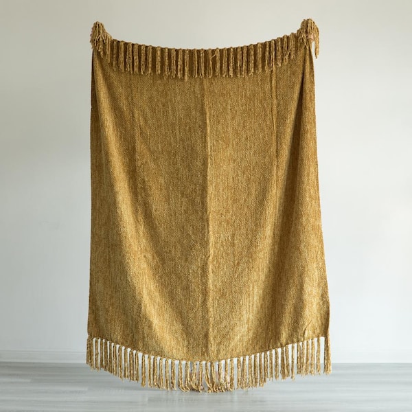 Mustard chenille throw new arrivals